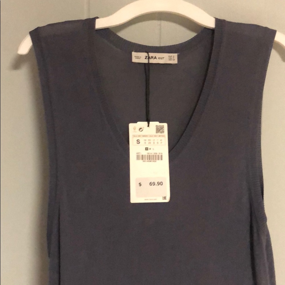 NWT Long, unlined, steel blue dress w/cool seams